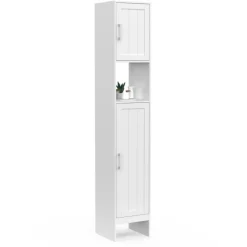 Meuble colonne blanc 170 cm pour salle de bain avec rangement
