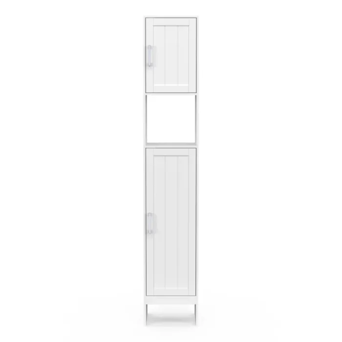 Meuble colonne blanc 170 cm pour salle de bain avec rangement