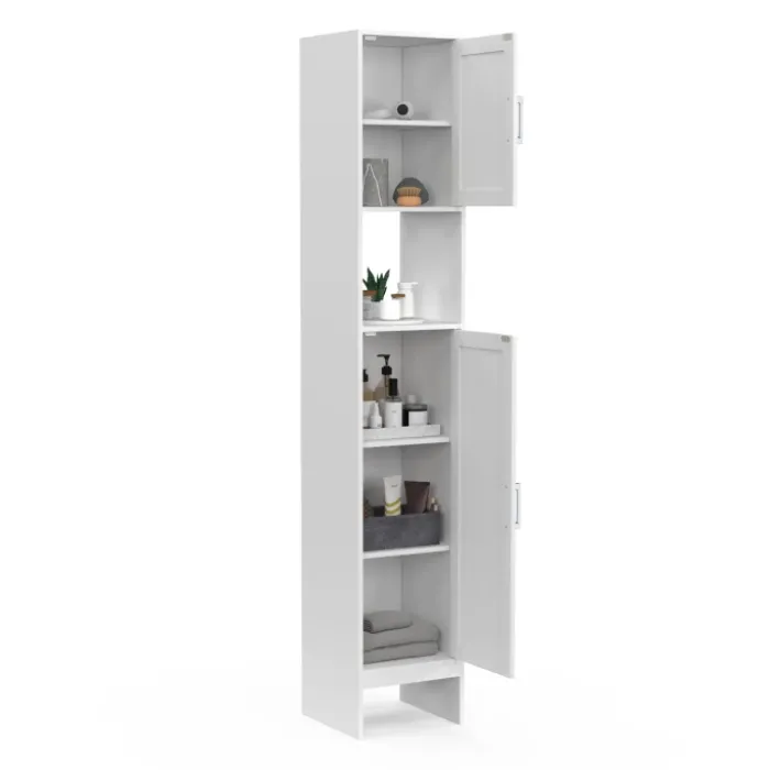 Meuble colonne blanc 170 cm pour salle de bain avec rangement