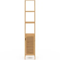 Meuble colonne en bambou pour salle de bain 1 porte