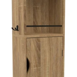 Meuble colonne salle de bain pivotant hêtre et noir