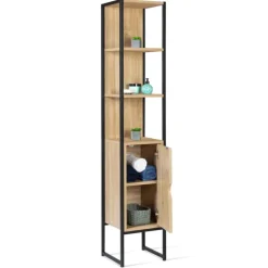Meuble colonne salle de bain style industriel 1 porte