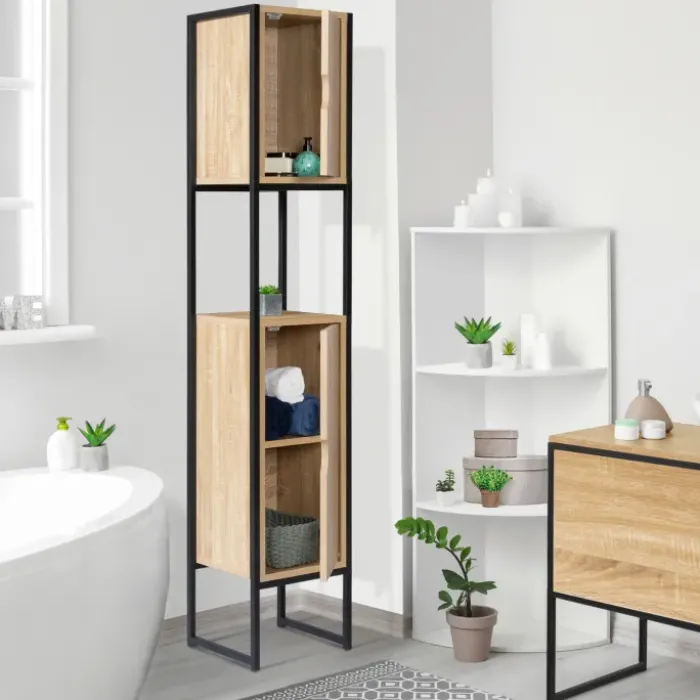 Meuble colonne salle de bain style industriel