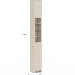 Meuble colonne salle de bain TOMI 2 portes 4 niches beige