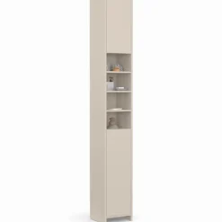 Meuble colonne salle de bain TOMI 2 portes 4 niches beige