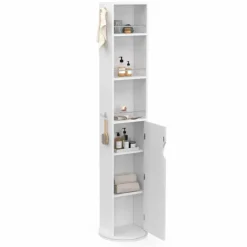 Meuble colonne salle de bain pivotant blanc