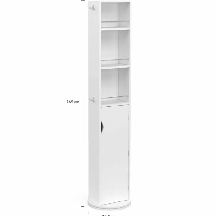 Meuble colonne salle de bain pivotant blanc
