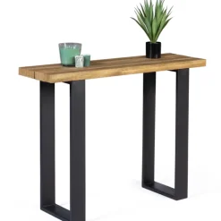 Meuble console bois et métal noir 100 cm