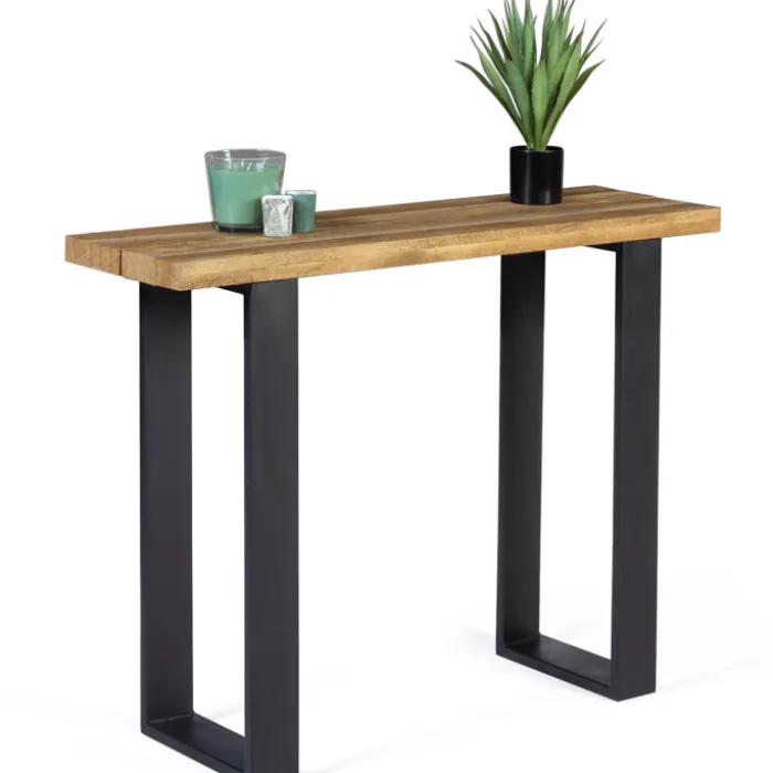 Meuble console bois et métal noir 100 cm