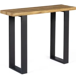 Meuble console bois et métal noir 100 cm