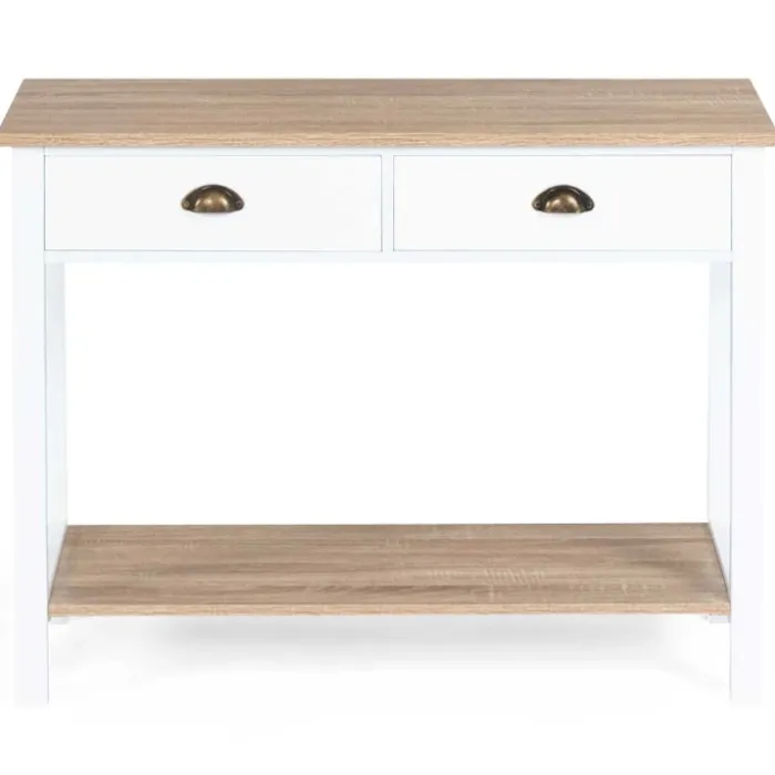 Meuble console vintage bois et blanc 100 cm