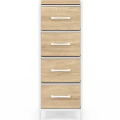 Meuble d'appoint 4 tiroirs 30 cm chiffonnier, meuble de rangement design industriel bois et blanc