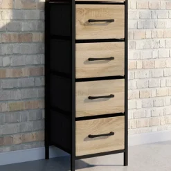 Meuble d'appoint 4 tiroirs 30 cm chiffonnier, meuble de rangement design industriel