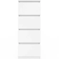 Meuble d’appoint chiffonnier avec 4 tiroirs de 30 cm en bois blanc