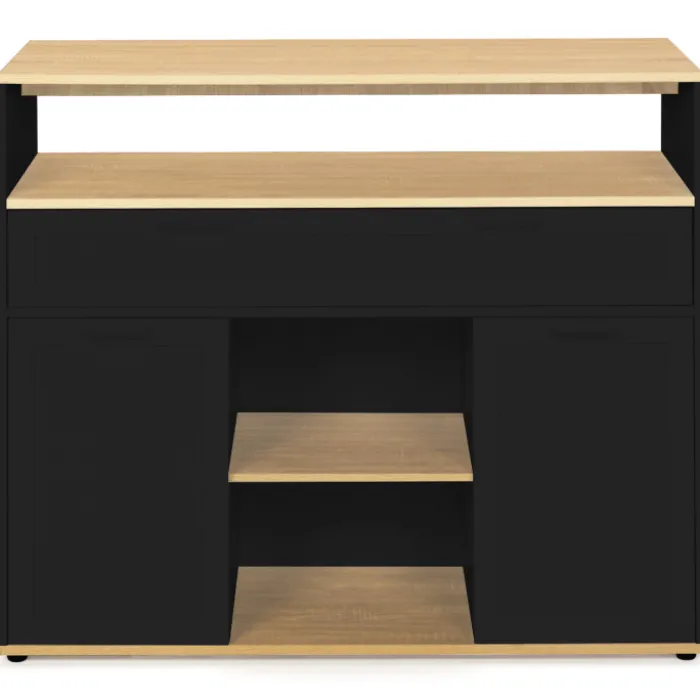 Meuble de bar mange-debout noir et bois