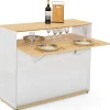 Meuble de bar mange-debout blanc et bois