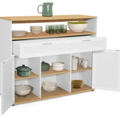 Meuble de bar mange-debout blanc et bois