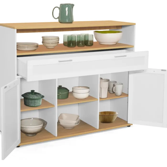 Meuble de bar mange-debout blanc et bois