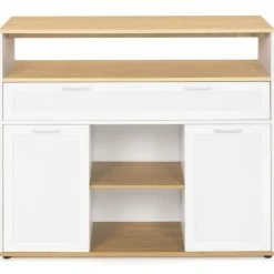 Meuble de bar mange-debout blanc et bois