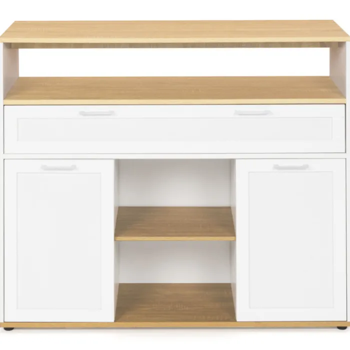 Meuble de bar mange-debout blanc et bois