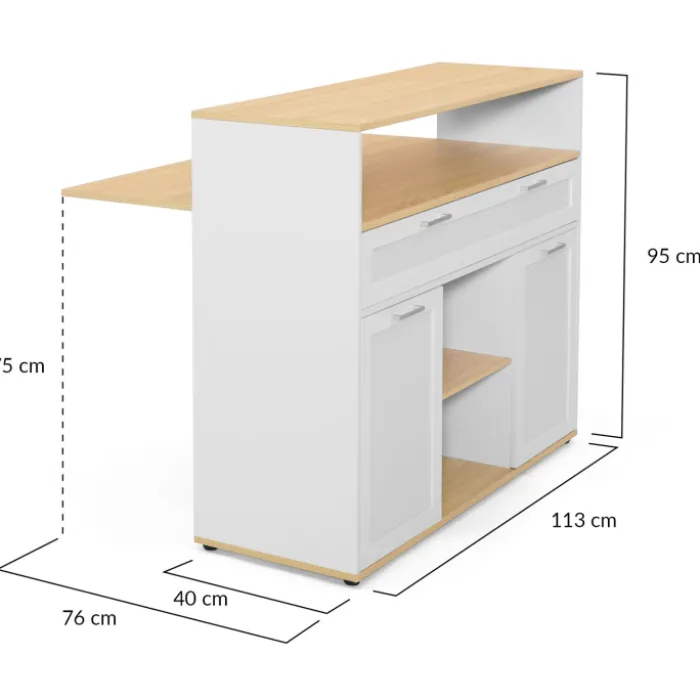 Meuble de bar mange-debout blanc et bois