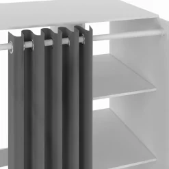 Meuble de buanderie double machine à laver avec rideau coulissant blanc