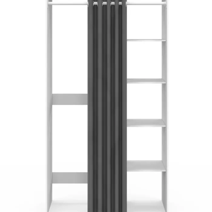 Meuble de buanderie double machine à laver avec rideau coulissant blanc