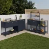 Meuble de cuisine extérieure 2 portes en acier gris anthracite