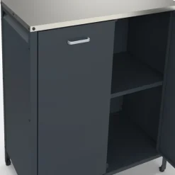 Meuble de cuisine extérieure 2 portes en acier gris anthracite