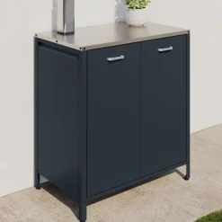 Meuble de cuisine extérieure 2 portes en acier gris anthracite