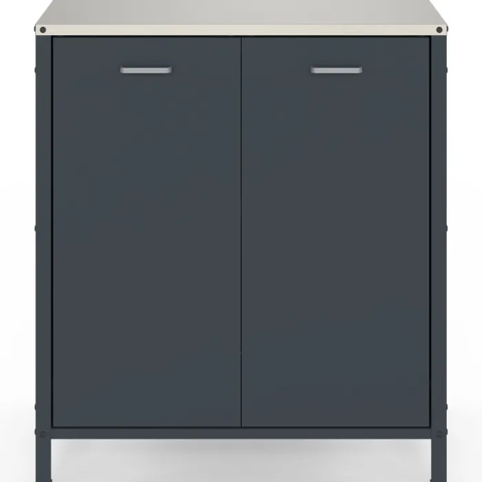 Meuble de cuisine extérieure 2 portes en acier gris anthracite