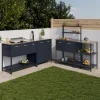 Meuble de cuisine extérieure 2 étagères en acier gris anthracite