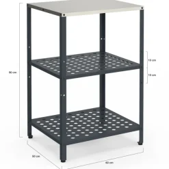 Meuble de cuisine extérieure 2 étagères en acier gris anthracite