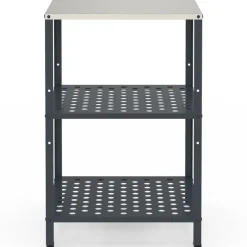 Meuble de cuisine extérieure 2 étagères en acier gris anthracite