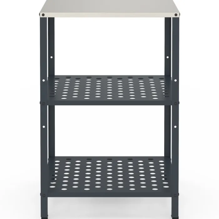Meuble de cuisine extérieure 2 étagères en acier gris anthracite