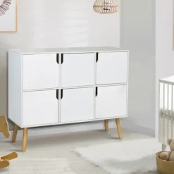 Meuble de rangement 6 cases pour enfant bois blanc