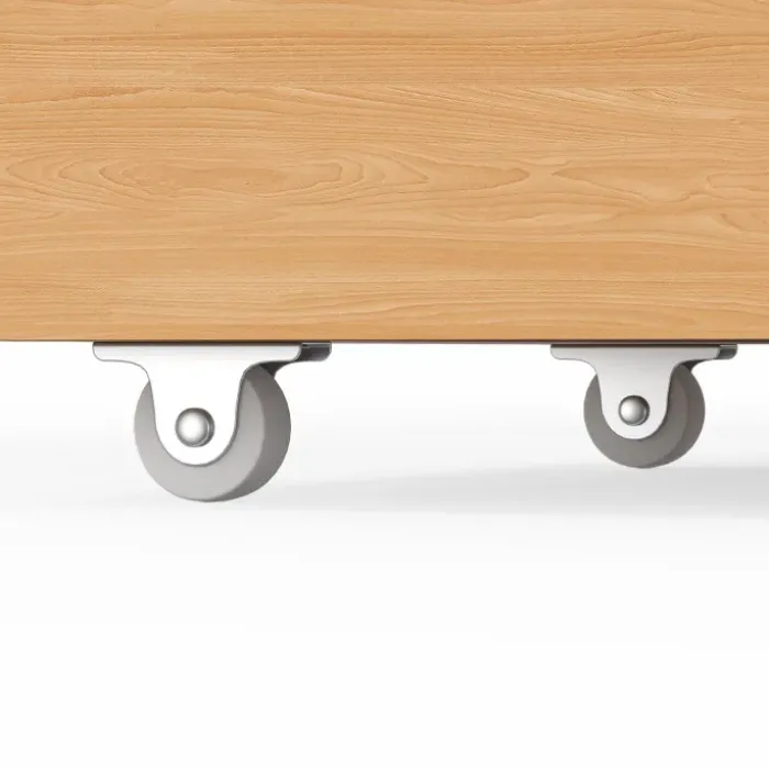 Meuble de rangement enfant bois et cannage 3 tiroirs cubes sur roulettes