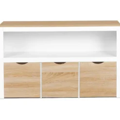 Meuble de rangement pour enfant 3 tiroirs blanc et hêtre