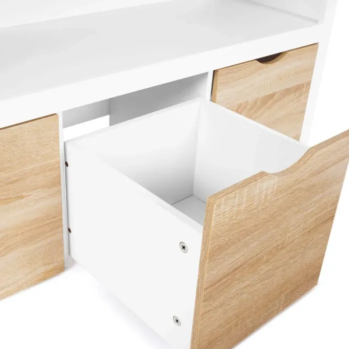Meuble de rangement pour enfant 3 tiroirs blanc et hêtre