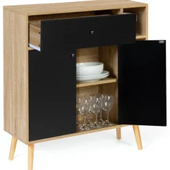 Meuble de rangement scandinave noir et bois