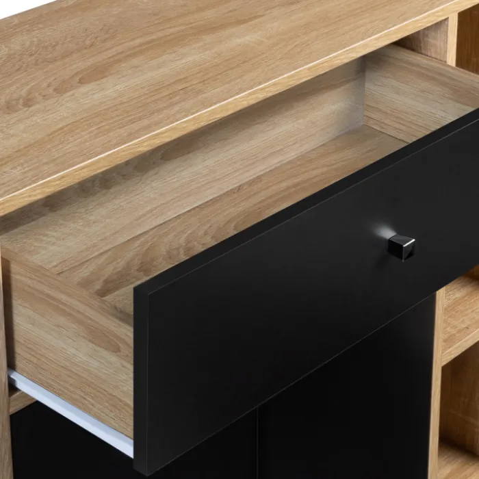 Meuble de rangement scandinave noir et bois