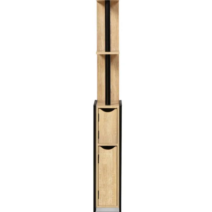 Meuble de toilette industriel bois et métal noir