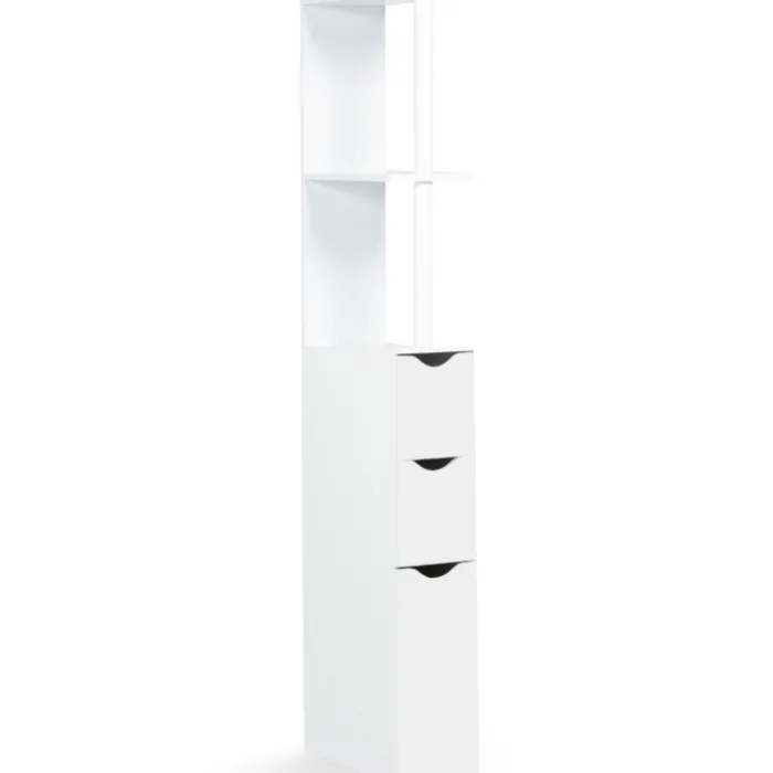 Meuble de toilettes étagère bois 3 portes blanc