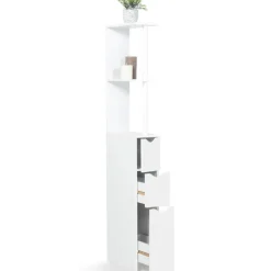 Meuble de toilettes étagère bois 3 portes blanc