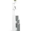 Meuble de toilettes étagère bois 3 portes blanc et gris