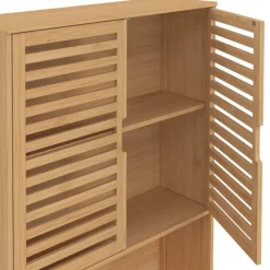 Meuble dessus de machine à laver bambou avec placard