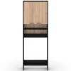 Meuble dessus machine à laver noir et hêtre