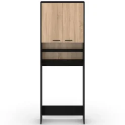 Meuble dessus machine à laver noir et hêtre