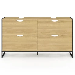 Meuble double vasque 120 cm pour salle de bain 4 tiroirs design industriel