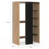 Meuble pour buanderie double machine à laver 180 cm hêtre et noir avec rideau coulissant